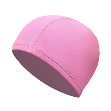 Imagem de RNXRZANK Touca de Natação Unissex em Tecido Leve, Respirável, Sem Aperto, para Adultos, Protege O Cabelo, Adequada para Piscina E Banho, Rosa
