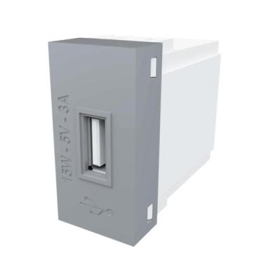 Imagem de Módulo Tomada USB Fame Habitat Onix 15W 5V 3A Bivolt - Fame