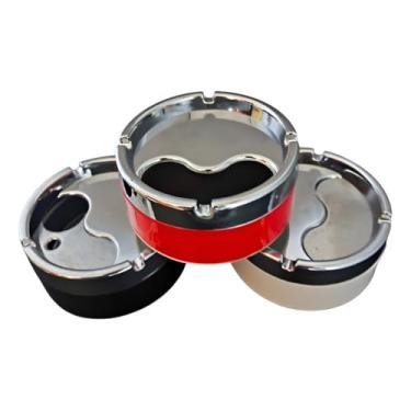 Imagem de Cinzeiro De Mesa Tampa Abre E Fecha Inox/plastico Original Preto (Preto)