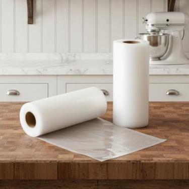 Imagem de Kit 2 Bobina de Saco Plástico para Embalagem a Vácuo Gofrada 25cm x 5 Metros – Bobina para Seladora em Rolo Recortável e Resistente