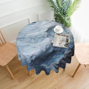 Imagem de QAZWZML Toalha de mesa decorativa redonda marmorizada branca de 152 cm, adequada para mesas de jantar, mesas de café, piqueniques