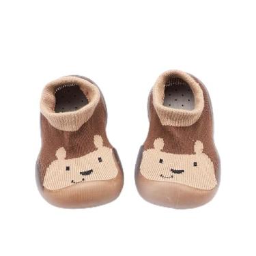Imagem de Meias infantis de inverno de 0 a 3 anos – Pantufas antiderrapantes para bebês para educação infantil (ursinho café), Multi, 8-23 Toddler