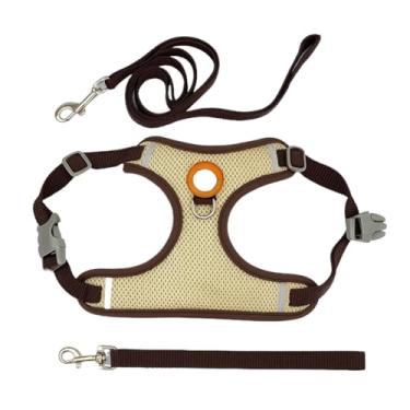 Imagem de Coleira Peitoral Tipo Colete + Guia para Cachorro e Gato Pequeno e Médio | Conforto e Segurança(Marrom,XL-10/12kg)