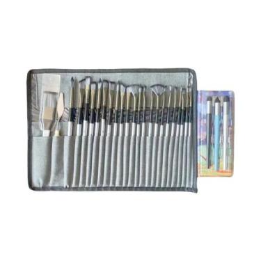 Imagem de Conjunto De Pintura Artística Em Lona Acrílica Multifuncional Com 24 P