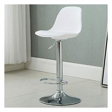 Imagem de Banquetas de bar giratórias ajustáveis modernas cadeiras de bar com altura de bar, banquetas altas estofadas de couro sintético acolchoado com costas conjunto de 1 branco