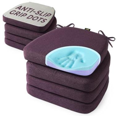 Imagem de SUNROX Almofadas de cadeira de espuma viscoelástica de gel, almofadas de assento reversíveis duráveis com laços para cozinha interna/externa, escritório de jantar, 41 x 43 cm, conjunto de 8, lavanda