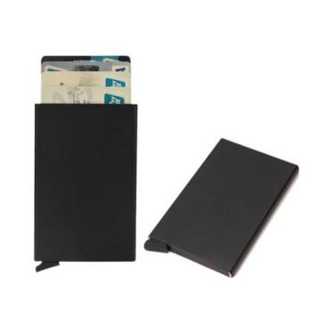 Imagem de Carteira Inteligente Minimalista Preta, Porta-cartões De Metal Fino Pa