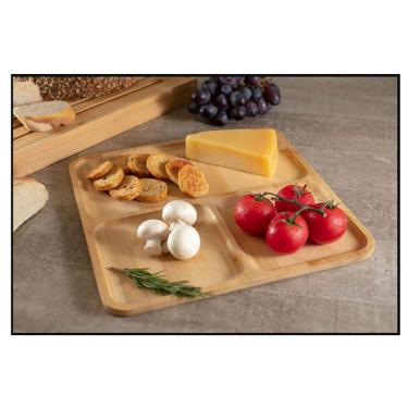 Imagem de Petisqueira Bambu Divisoria Tigelas Preta Quadrada ECO 3un