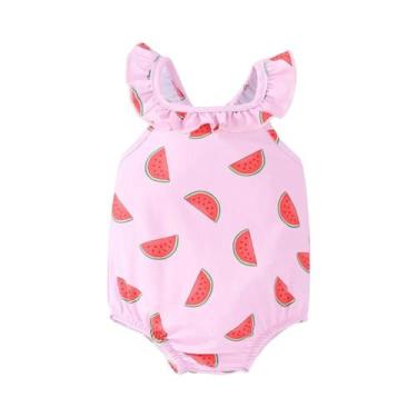 Imagem de Maiô Halter Com Estampa De Melancia Para Meninas, Ideal Para Verão, Pr