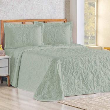 Imagem de Cobre Leito Queen Bouti Mavie Floral 180 Fios 3 Peças - Verde Malva