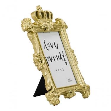 Imagem de Porta Retrato Plástico Coroa Dourada 1 Foto 10x15cm