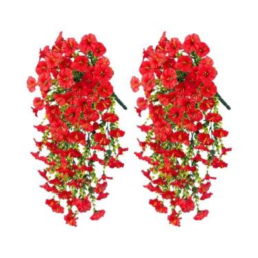 Imagem de Flores Artificiais De Glória Da Manhã Roxa, Plantas Realistas De Seda 