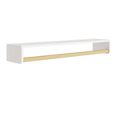 Imagem de Prateleira Theo 93,6cm Branco Fosco-madeira Natural - Reller Móveis Branco Fosco-madeira Natural