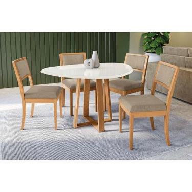 Imagem de Conjunto Sala de Jantar Elma Premium Madeira Maciça c/ Tampo Madeirado