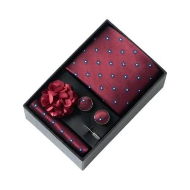 Imagem de Conjunto De Acessórios Para Terno Masculino Com Estampa Cinza: Gravata