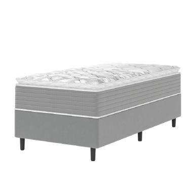 Imagem de Cama Box Solteiro Molas Ensacadas Pillow Top 88x188x63cm Martino Cinza Umaflex Cinza