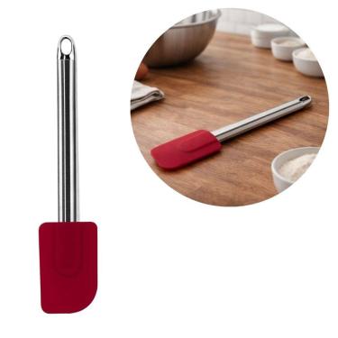Imagem de Espátula Culinária Rapa Tudo Silicone Premium Bordô Cabo Inox Elite 26cm - Tuut