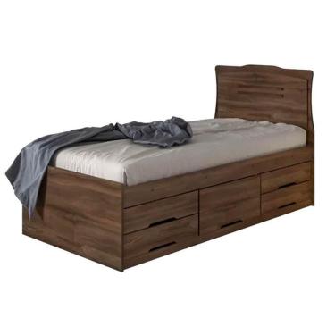 Imagem de Cama Solteiro Multifuncional Júlia C- 5 Gavetas Cinamomo-off White - Conquista