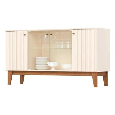 Imagem de Buffet de Sala Jantar Eiffel 4 Portas c/ Vidro Off White/Nature - Henn