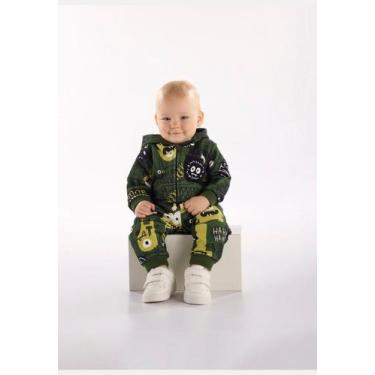 Imagem de Conjunto para Bebê Menino com Jaqueta e Calça de Monstrinho Três e Já,