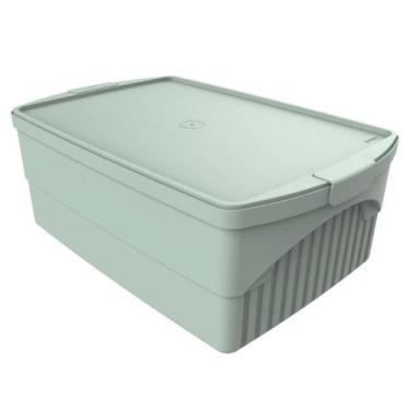 Imagem de Caixa Organizadora 21L Menta Crippa com Tampa e Travas Laterais Empilh