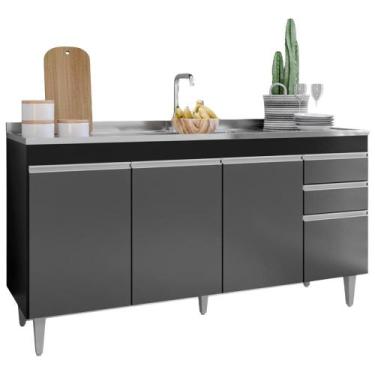 Imagem de Balcao Pia 4P 2G BP 160c Lorena Eratto Moveis - Milani Store, Preto Gr