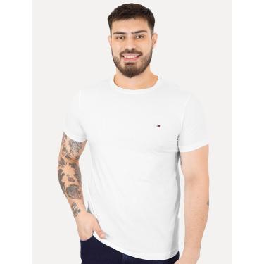 Imagem de Camiseta Tommy Hilfiger Masculina Slim Fit Essential Stretch Branca-Masculino
