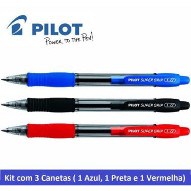 Imagem de Caneta Esferográfica Super Grip 1.0 Pilot Kit C/3 Az/Vm/Pt