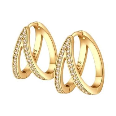 Imagem de Brincos De Argola Minimalistas Em Prata Esterlina 925 Com Fecho De Zir