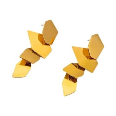 Imagem de Brincos Pendentes Geométricos Irregulares Em Aço Inoxidável 316L Para 