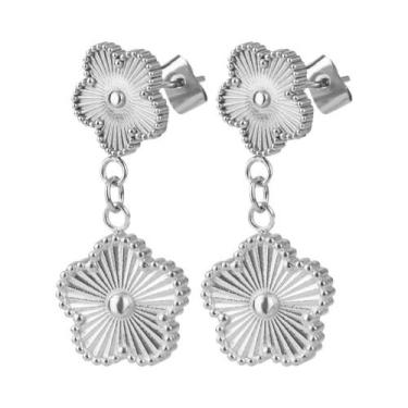 Imagem de Brincos De Flor Em Aço Inoxidável Banhados a Ouro Prateado, Joias Mini