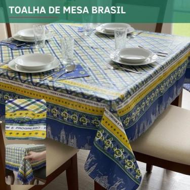Imagem de Toalha De Mesa Tema Copa Impermeável Estampa Pátria Amada Brasil Decor