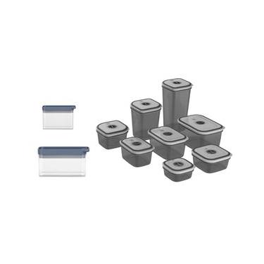 Imagem de Kit Pote Hermético Organizador Empilhável Modular 0,6L + Pote Hermético Organizador Empilhável Modular 0,85L + Potes Herméticos Plástico 8 Unidades