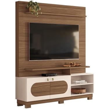 Imagem de Estante Painel Para Tv 60 Pol 160cm Mafra B01 Castanho Off White - Lyam Decor