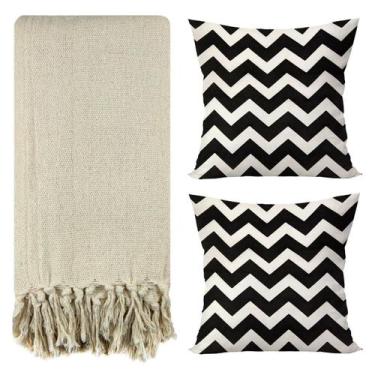 Imagem de Kit 1 Manta Para Sofá 2,40 X 1,80 + 2 Capas de Almofada Cor:Caramelo-B