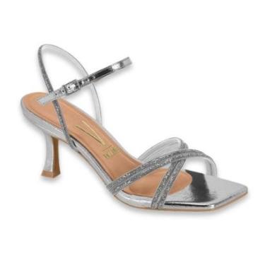 Imagem de Sandália Feminina Vizzano Salto Médio Taça Strass Festa Casual Ref: 6536.205-Feminino