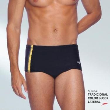 Imagem de Sunga Tradicional Color Block Lateral Speedo - Banana Preto-Masculino
