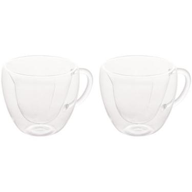 Imagem de Conjunto 2 Xícaras P/Chá Dupla Parede de Vidro Heart Lyor, Transparent