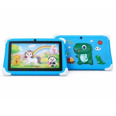 Imagem de Tablet Infantil 7 Android 13 4GB RAM 64GB Com Capa Protetora Dinossaur