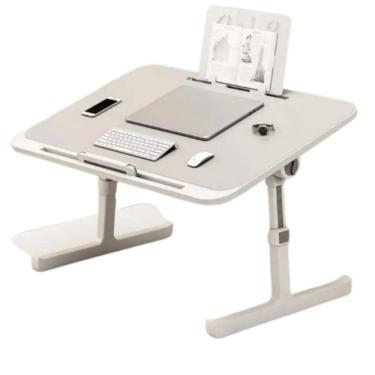 Imagem de Mesa Notebook Articulavel Suporte Com Gaveta Multiuso Cama Sofa Home Office Estudos Lanche Pes Dobravel