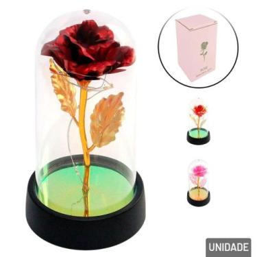 Imagem de Flor Artificial Na Cupula 15cm Rosa Com Led Color Tgs4198 - Nipo Cente