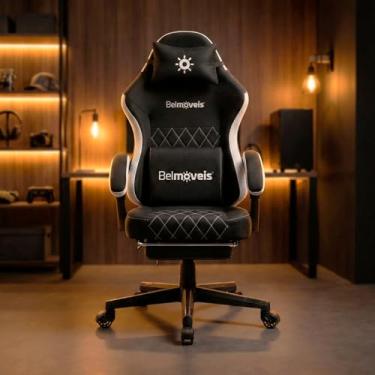 Imagem de Cadeira Gamer Belmóveis BM3 Reclinável 135 Graus Molas Ensacadas Massagem 150kg Tecido Black