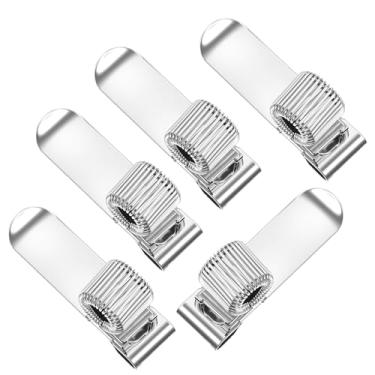 Imagem de YBEATY 5 peças de suporte de caneta de metal, ajustável, com mola única, suporte para caneta, clipe organizador de lápis prata universal para notebook, prancheta, diário