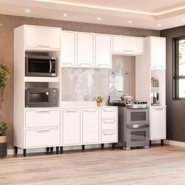 Imagem de Armário de Cozinha Modulada Completa 5 Peças 310cm Com Tampo 100% MDF 