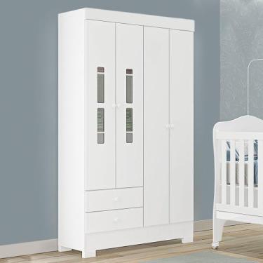 Imagem de Guarda Roupas Infantil Jade 100 MDF 4 Portas 2 gavetas e Kit de Pés - 