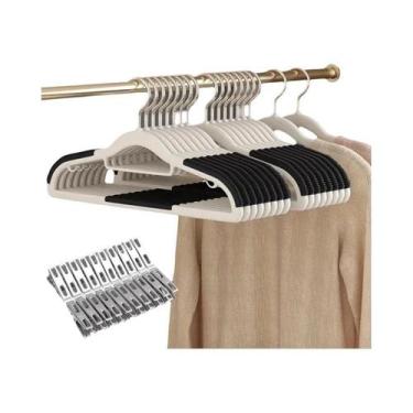 Imagem de Cabides De Veludo Reforçados Para Roupas - Conjunto De 30 Peças Antide