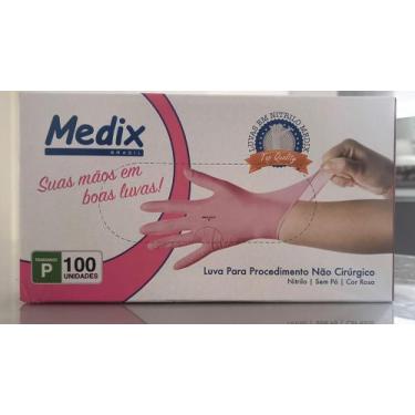 Imagem de Luva Nitrila Sem Talco M C/100 Und Rosa Medix, PP