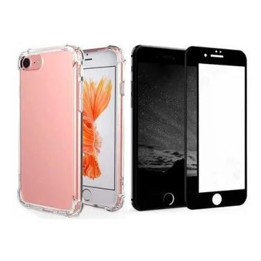 Imagem de Kit Capinha Antichoque + Película Vidro 3d 5d 9d  Preta Para iPhone 7 