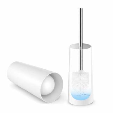 Imagem de Escova sanitaria branca inox suporte privada limpar vaso - Yeet