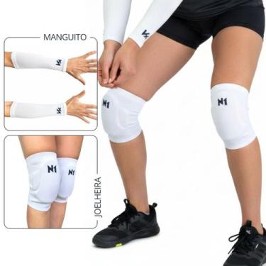 Imagem de Kit Vôlei Joelheira N1 Slide Brinde Manguito Antebraço Branco Tamanho: